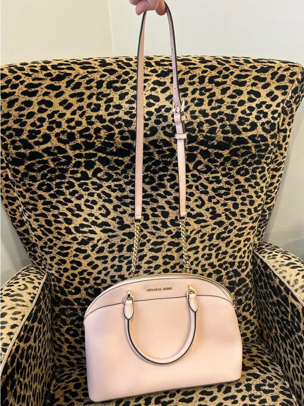 Michael Kors Blush Pink Dome Satchel with Chain-Accent Strap